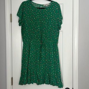 Loft flutted green cherry dress